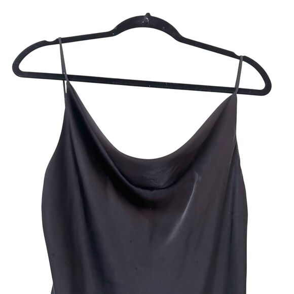 TRU BLU Satin Cowlneck Mini Dress Black Small - Picture 2 of 4